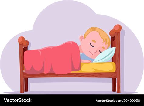 Cute cartoon boy sleep in bed good dream rest Vector Image