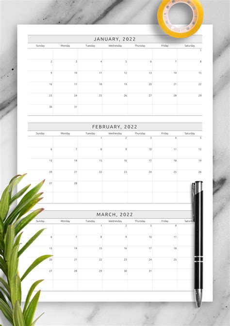 Free Printable Quarterly Calendar - Printable Templates Free