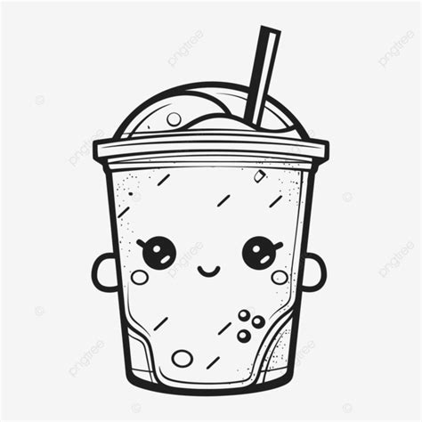 Cute Cartoon Cup Drink Vector Coloring Page, Basic Simple Cute Cartoon ...