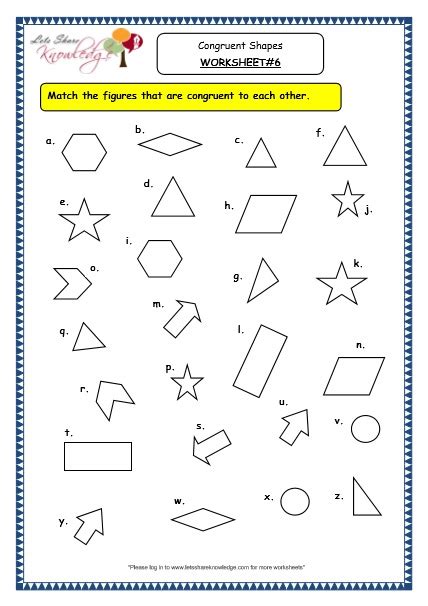 Grade 3 Maths Worksheets: (14.5 Geometry: Congruent Shapes) - Lets Share Knowledge