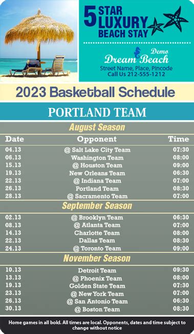 3.5x6 Custom One Team Portland Trail Blazers Basketball Schedule Beach ...