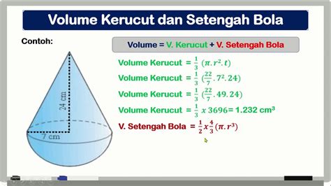 Volume Gabungan Kerucut dan Setengah Bola - YouTube