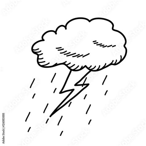 Thunderstorm Cloud Doodle Drawing. A hand drawn vector cartoon ...