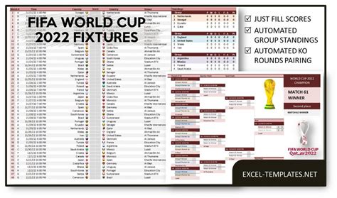 FIFA World Cup 2022 Schedule Template » Excel Templates