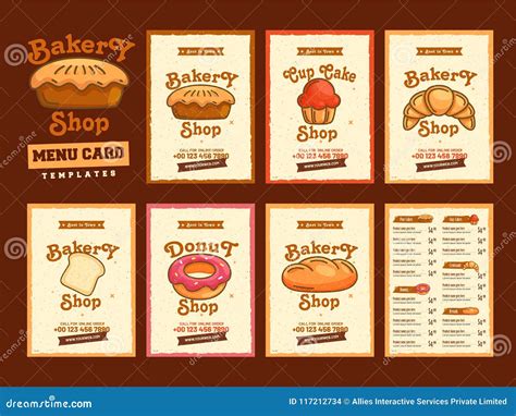 Bakery Shop Menu Card Design. Stock Illustration - Illustration of ...