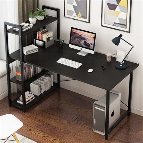 WeHome Computer Study Table Wood and Metal Gaming Table Desk with Shelf for Home Office 120*60CM ...