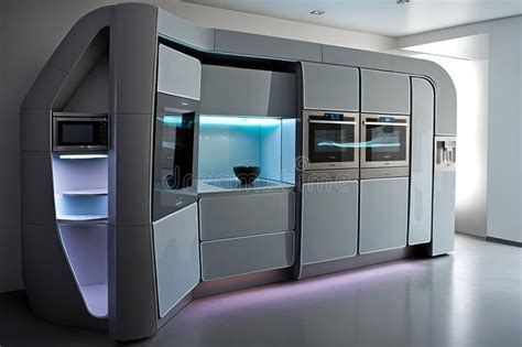 Futuristic Kitchen with Touch-sensitive Surfaces, Built-in Appliances ...