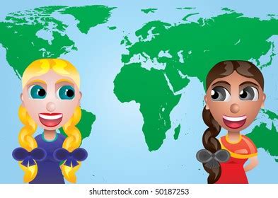 Cartoon Friends World Map Vector Illustration Stock Vector (Royalty Free) 50187253 | Shutterstock