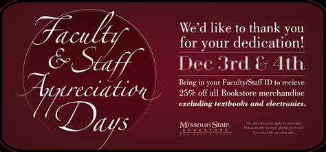 Faculty/Staff Appreciation Sale at the Missouri State Bookstore ...