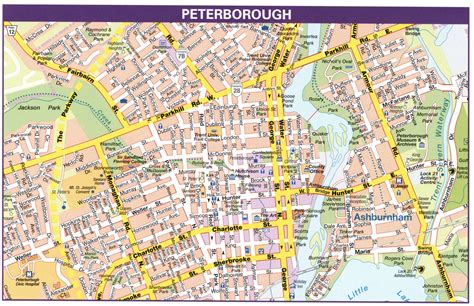 Map Peterborough, Ontario Canada.Peterborough city map with highways free download