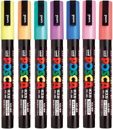 Uni Posca Paint Marker Pen, Fine Point, Set of 7 Natural Color (PC-3M 7C),Original Version ...