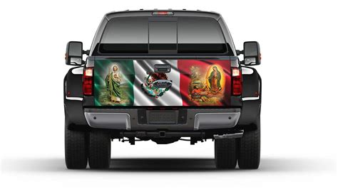 Buy Window Perforated Graphics Mexican St.Jude & Virgen de la Guadalupe Tailgate Wrap Vinyl ...