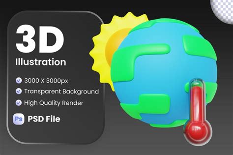 Premium PSD | 3d global warming illustration