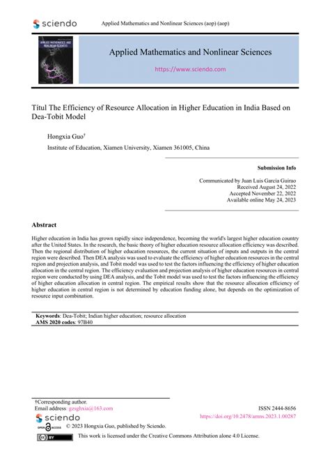 (PDF) Títul The Efficiency of Resource Allocation in Higher Education ...