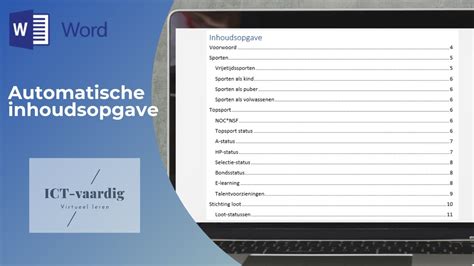 Word - Automatische inhoudsopgave - YouTube