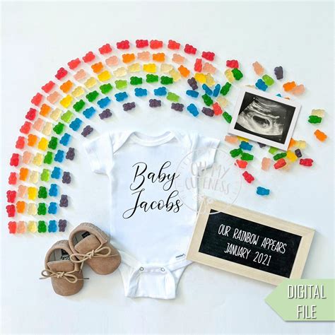 Rainbow Baby Personalized Digital Pregnancy Announcement Baby Announcement Custom Social Media ...