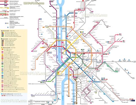 Budapest map - Metro (subway, underground, tube) & tram (tramway ...