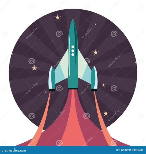 Spaceships Launching Cartoon Vector | CartoonDealer.com #23471973