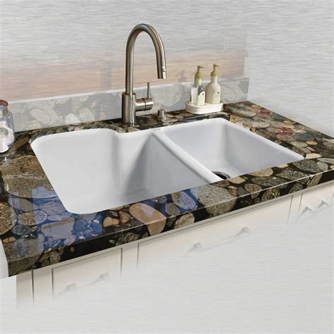 Miseno Mci35-0Um 33" Double Basin Undermount Cast Iron Kitchen Sink - White - Walmart.com ...