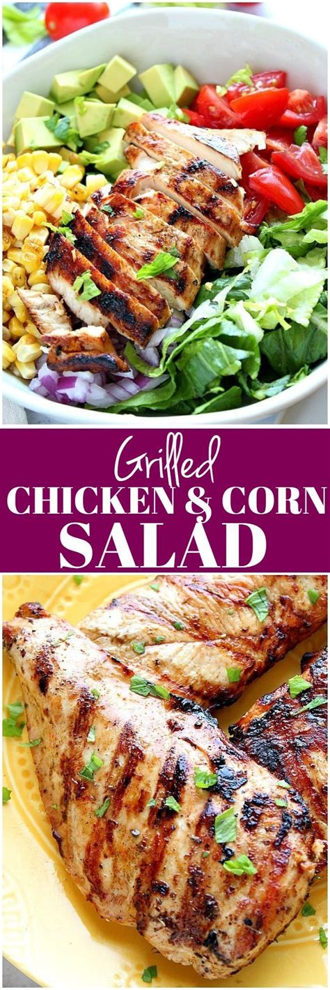Grilled Chicken Salad Recipe – perfect juicy grilled chicken, grilled corn off the … | Grilled ...