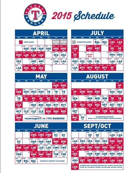 Texas Rangers Printable Schedule 2021 - PrintableSchedule.net | Printable Schedule