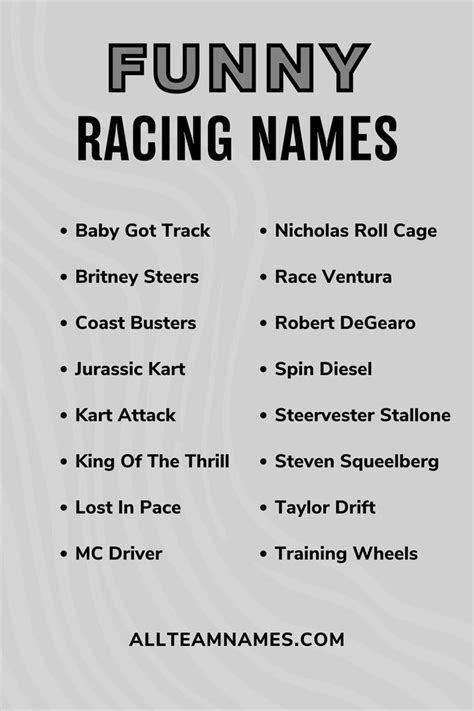 funny racing team names list