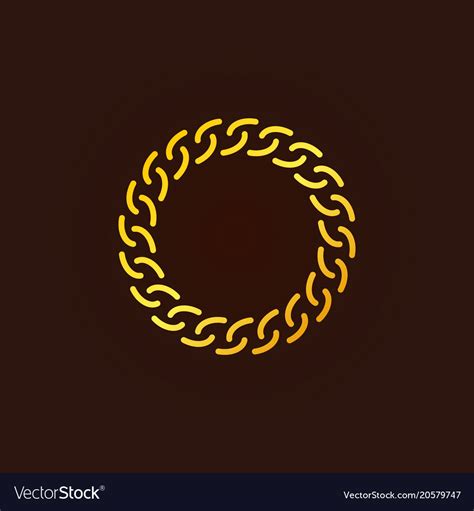 Golden chain round outline icon or logo Royalty Free Vector