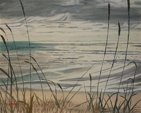 Oregon Coast With Sea Grass Painting - Oregon Coast With Sea Grass Fine Art Print Artist ...