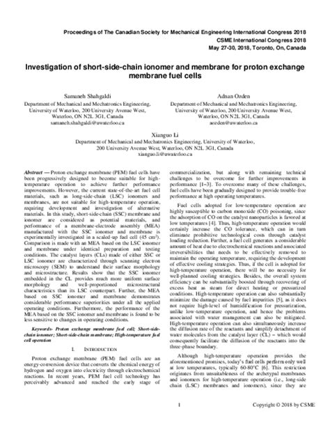 (PDF) Investigation Of Short-Side-Chain Ionomer And Membrane For Proton ...