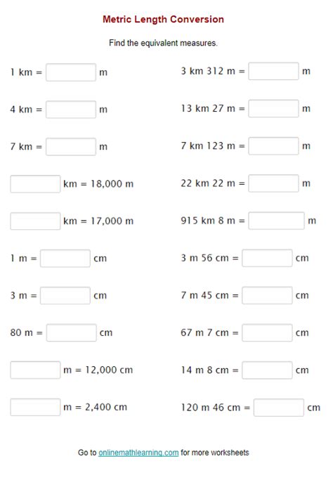 Converting Between Metric Units Worksheet - Worksheets For Kindergarten