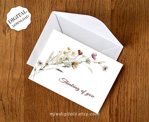 Thinking of You, Sympathy Card, Printable, Greeting Card, Digital Card to Print at Home, 5x7 ...