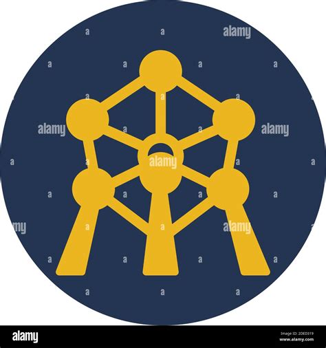 Atomium, Brussels, Belgium, Panorama fully editable vector icons Stock ...