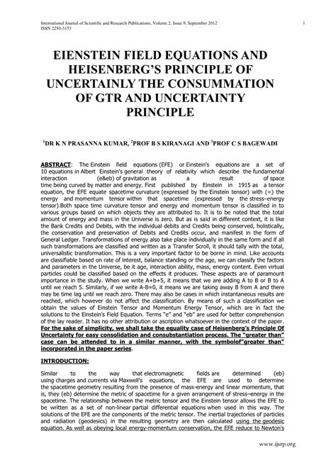 Eienstein Field Equations and Heisenberg's Principle Of - DocsLib