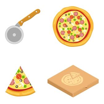 Premium Vector | Pizza icons food silhouette collection. cutter knife cooking equipment, pizza ...