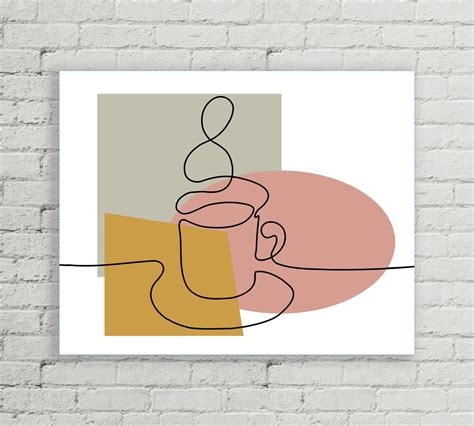 Coffee Wall Art Minimalistic Art Coffee Line Art Boho - Etsy