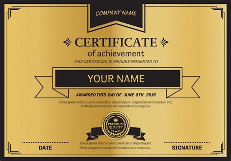 Premium Vector | Gold medal certificate template.