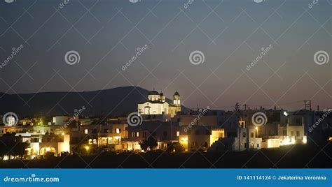 Panoramic Night View of the Beautiful City of Naoussa Stock Photo - Image of lights, illuminated ...