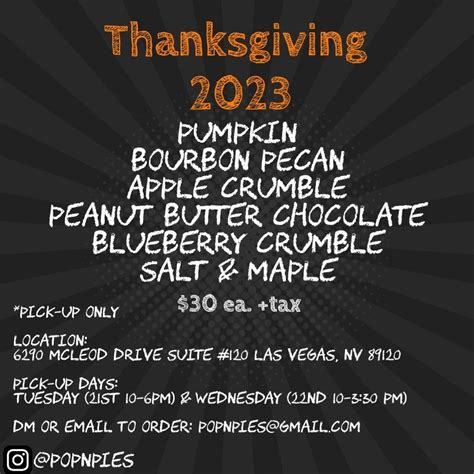 Thanksgiving Menu 2023