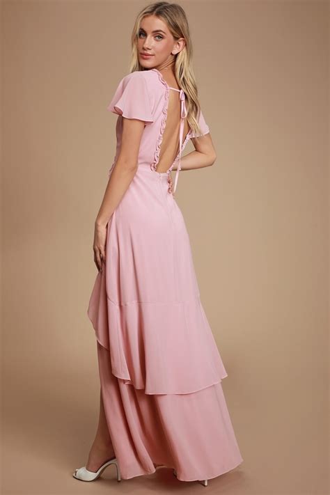 Glam Mauve Pink Dress - Maxi Dress - Ruffled Maxi Dress - Lulus