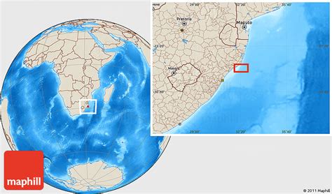 Shaded Relief Location Map of Richards Bay