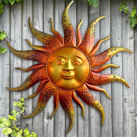 Amazon.com : Riverside Designs Wacky Sun Metal Wall Art Indoor/Outdoor Decor - 24" Red Rust ...