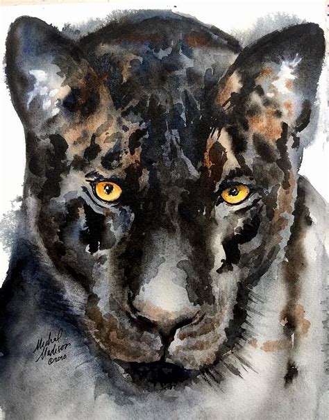 Black Jaguar Painting by Michal Madison