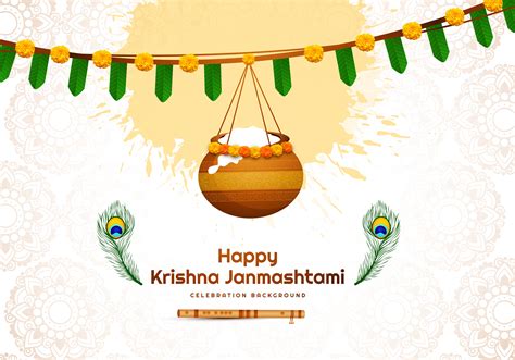 Happy janmashtami design with banner and hanging pot 1233188 Vector Art at Vecteezy