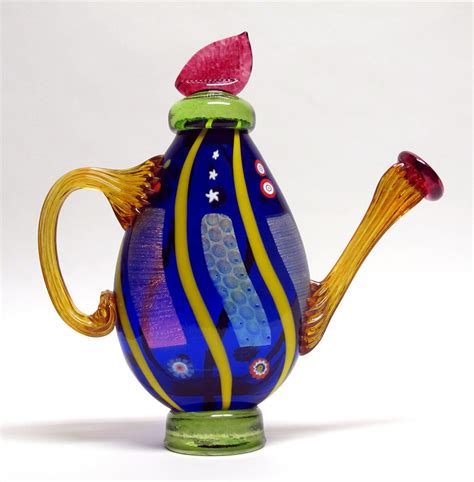 Cobalt Abstract Teapot by Ken Hanson and Ingrid Hanson (Art Glass Teapot) | Artful Home