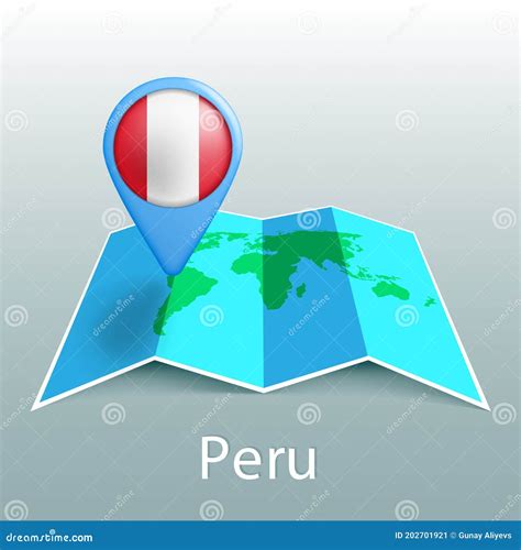 Peru Flag World Map in Pin with Name of Country Stock Vector - Illustration of graphic, icon ...