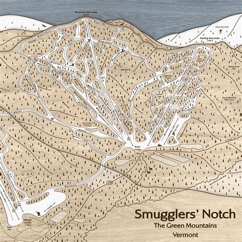 Smugglers' Notch, VT Ski Trail Map Art | Handcrafted Wood Mountain Art