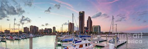 Corpus Christi Skyline Sunset Pano Photograph by Bee Creek Photography ...