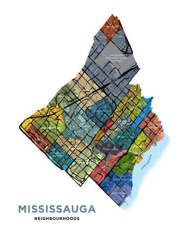 Mississauga Neighbourhoods Map Print – Jelly Brothers