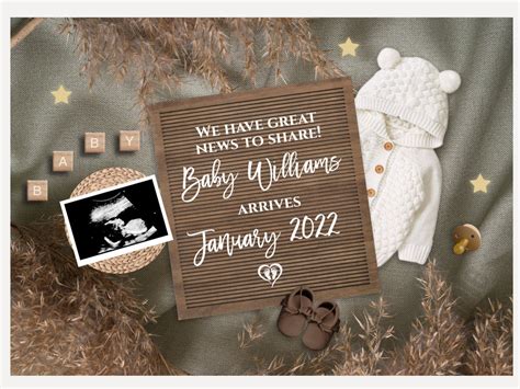 Editable, Pregnancy Announcement, Digital Baby Announcement, Social Media, Template, Card ...