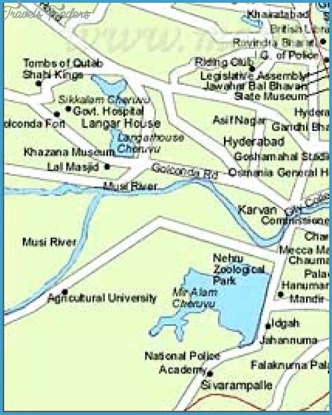 Hyderabad Map Tourist Attractions - TravelsFinders.Com